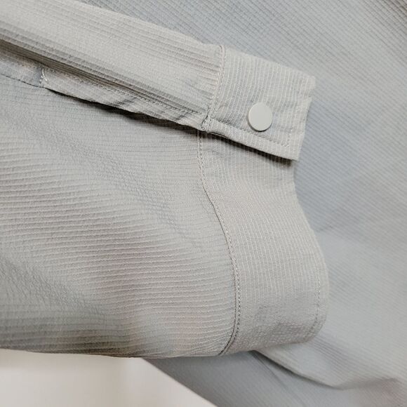 NEW 5XL SEERSUCKER DRY BREATHABLE LONG SLEEVE GRAY SNAP BUTTON DOWN SHIRT NWT - Picture 5 of 8